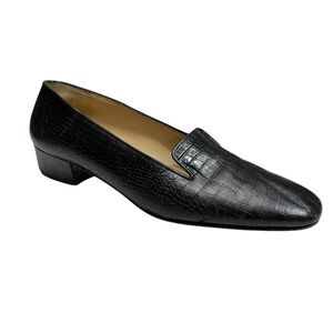 Salvatore Ferragamo Black Croc-Embossed heeled shoes Italy 9